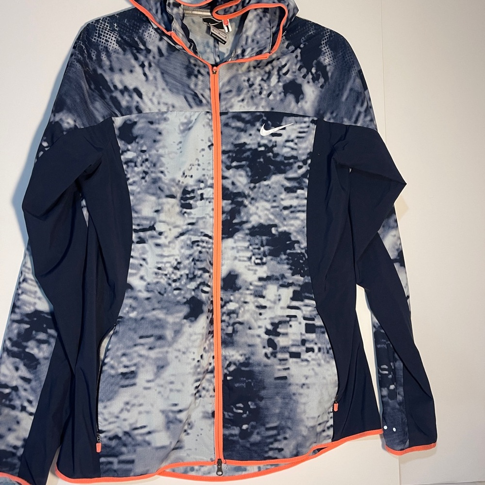 Nike Running Blue and Gray Patterned Light Jacket